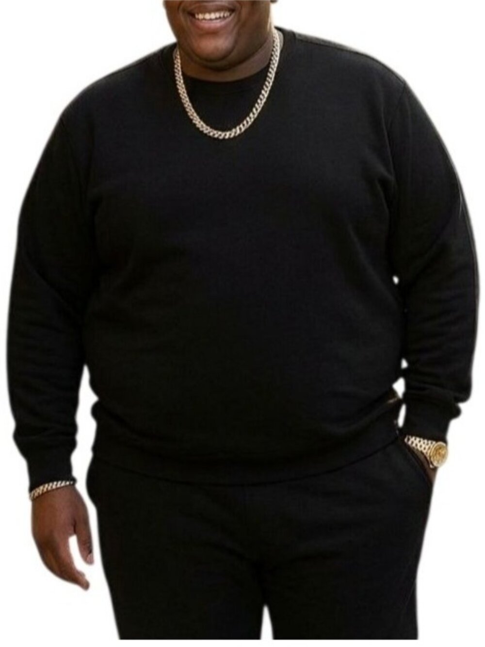 Russell Athletic Mens Size 4XL Sweatshirt Fleece Black Crewneck Long Sleeve